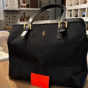 Roberta di Camerina Nylon and Leather Black Tote Vintage